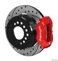Wilwood Disc Brakes - Rear Big Ford 9 Inch Disc Brakes - Wilwood Disc Brakes - Red Calipers and 12" Drilled Rotors with Parking Brake